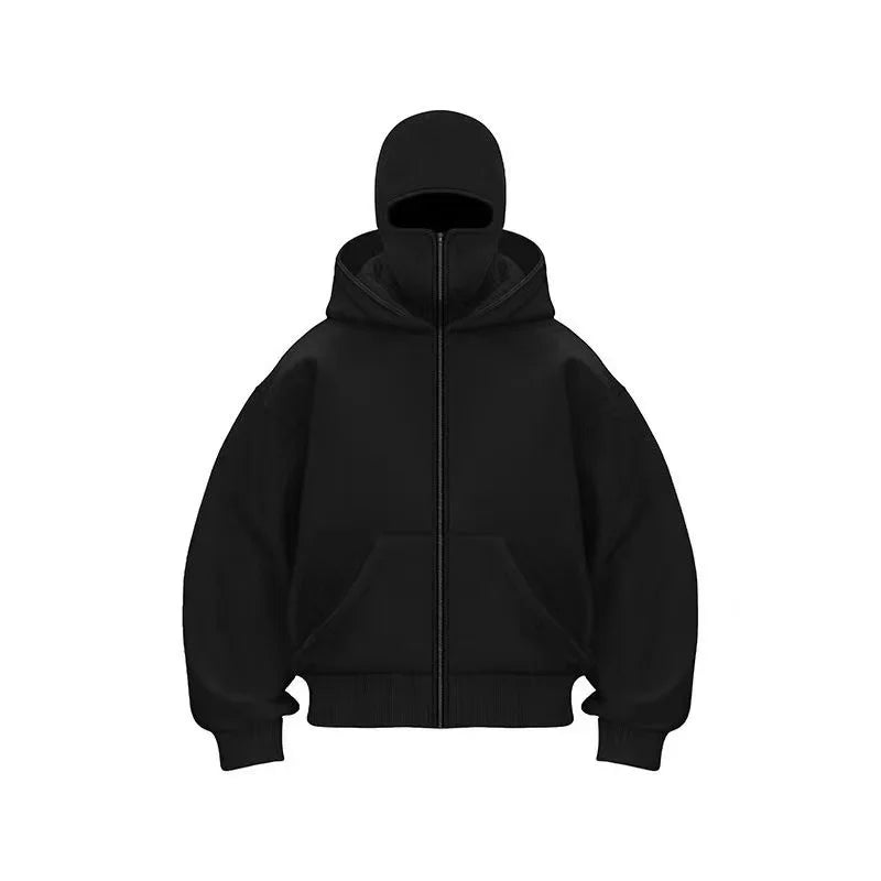 Hooded Face Mask Hoodie – Men's Zip Hoodie With Zipper Closure For Winter Sports - ZOOMNSTORE