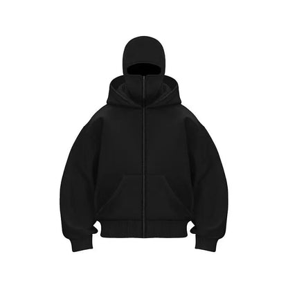Hooded Face Mask Hoodie – Men's Zip Hoodie With Zipper Closure For Winter Sports - ZOOMNSTORE