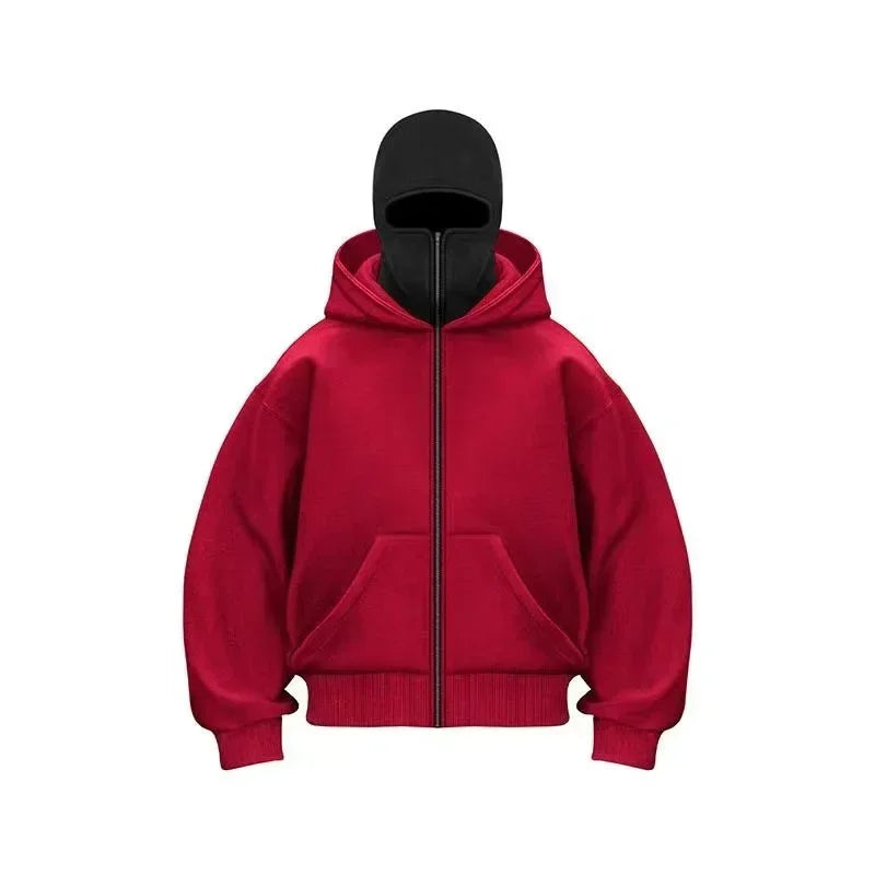 Hooded Face Mask Hoodie – Men's Zip Hoodie With Zipper Closure For Winter Sports - ZOOMNSTORE