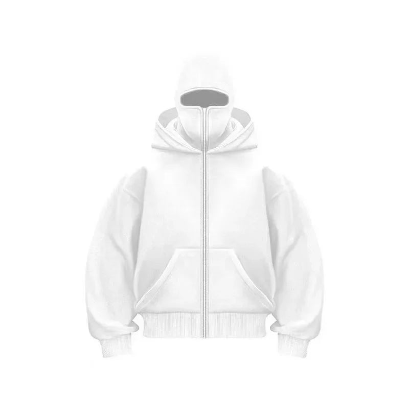 Hooded Face Mask Hoodie – Men's Zip Hoodie With Zipper Closure For Winter Sports - ZOOMNSTORE