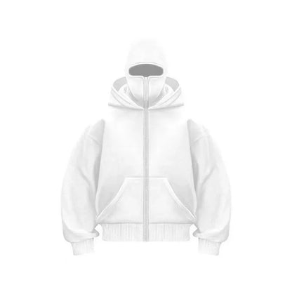 Hooded Face Mask Hoodie – Men's Zip Hoodie With Zipper Closure For Winter Sports - ZOOMNSTORE
