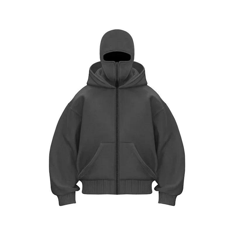Hooded Face Mask Hoodie – Men's Zip Hoodie With Zipper Closure For Winter Sports - ZOOMNSTORE