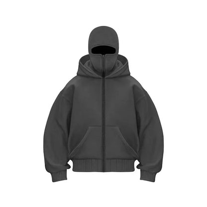 Hooded Face Mask Hoodie – Men's Zip Hoodie With Zipper Closure For Winter Sports - ZOOMNSTORE