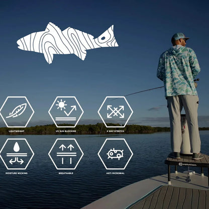 Fishing Shirts Hooded Shirt Uv Protection Man Outdoor Fashion Print Moisture Wicking Fishing Apparel Tops - ZOOMNSTORE