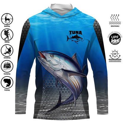 Fishing Shirts Hooded Shirt Uv Protection Man Outdoor Fashion Print Moisture Wicking Fishing Apparel Tops - ZOOMNSTORE