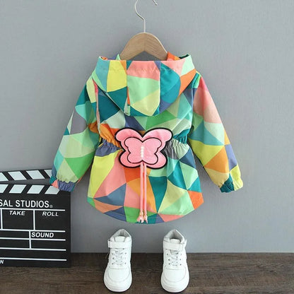 Hooded Rabbit Girls Windbreaker Jacket - Spring Autumn Baby Coat Birthday Gift for Ages 1-6 - ZOOMNSTORE