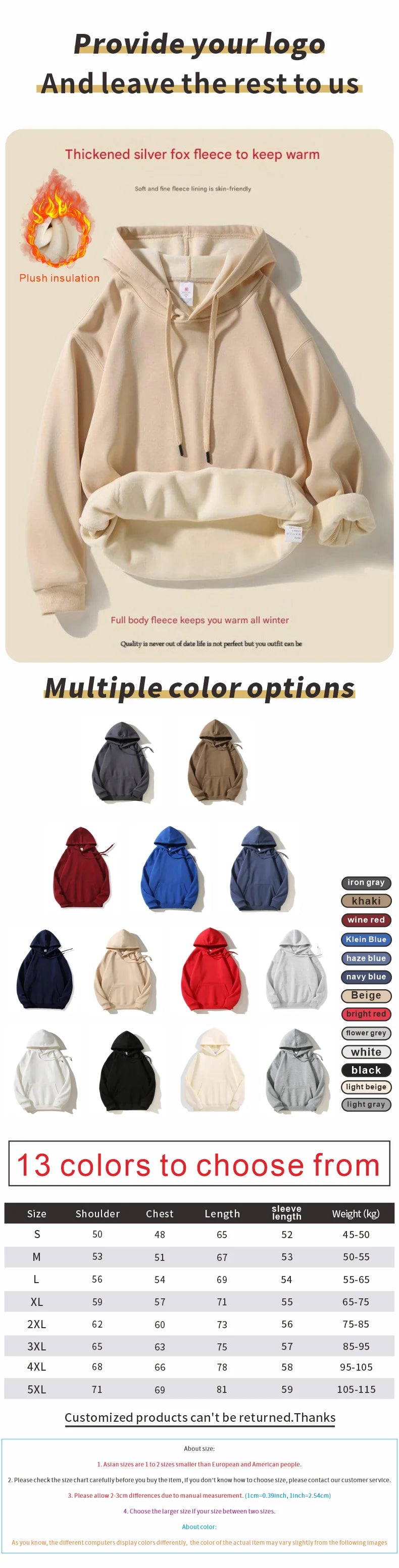 Hooded Sweatshirt Plush Sweatshirt Unisex Logo Customization Autumn Winter Style - ZOOMNSTORE