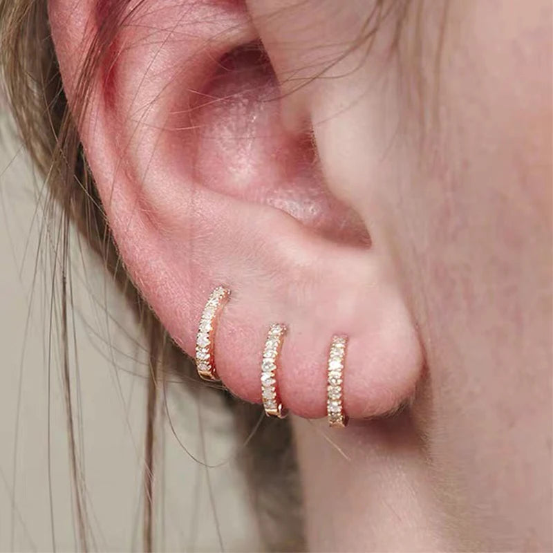 Hoop Zirconia Earrings – Small Huggie Cartilage Hoops with Crystal Zirconia Design - ZOOMNSTORE