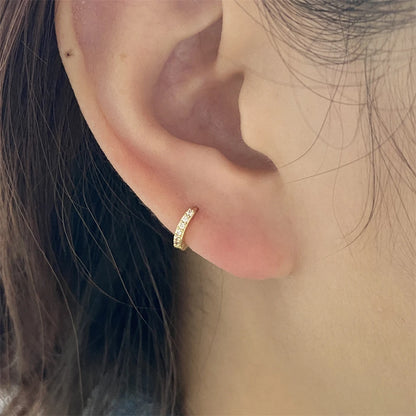 Hoop Zirconia Earrings – Small Huggie Cartilage Hoops with Crystal Zirconia Design - ZOOMNSTORE