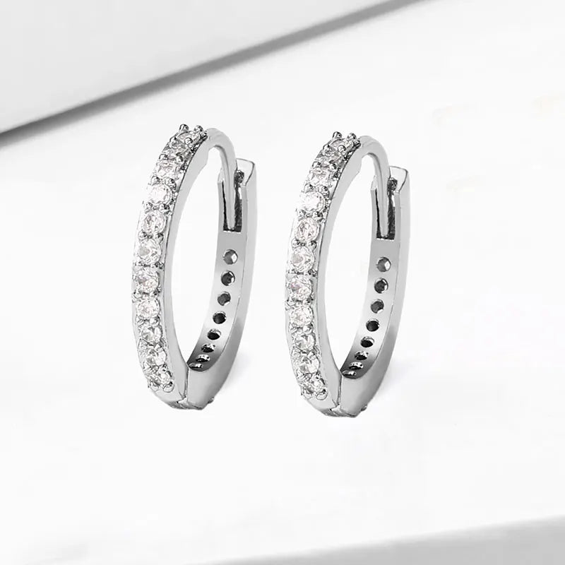 Hoop Zirconia Earrings – Small Huggie Cartilage Hoops with Crystal Zirconia Design - ZOOMNSTORE