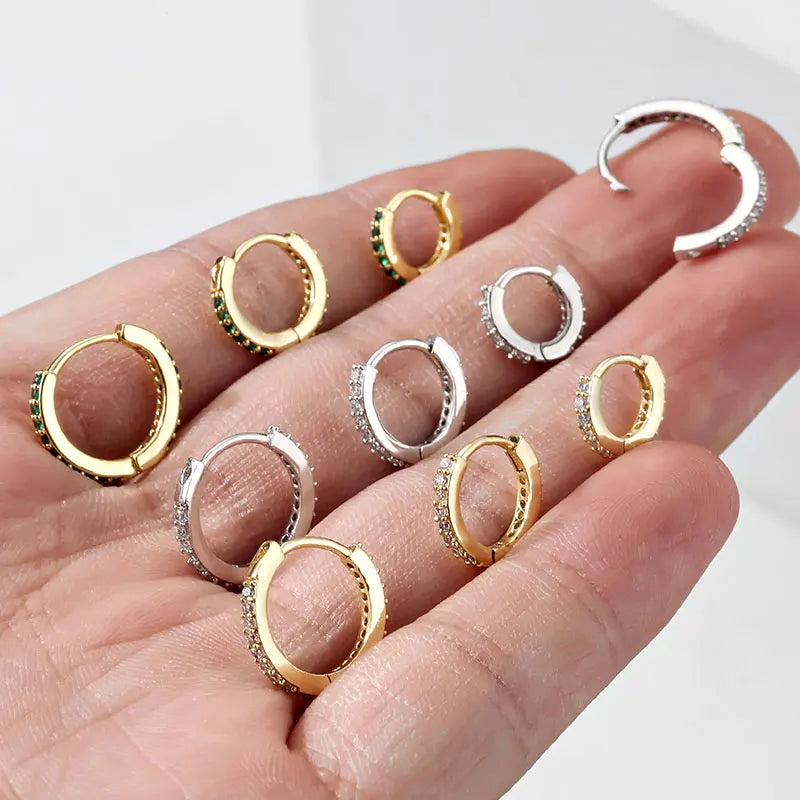 Hoop Zirconia Earrings – Small Huggie Cartilage Hoops with Crystal Zirconia Design - ZOOMNSTORE