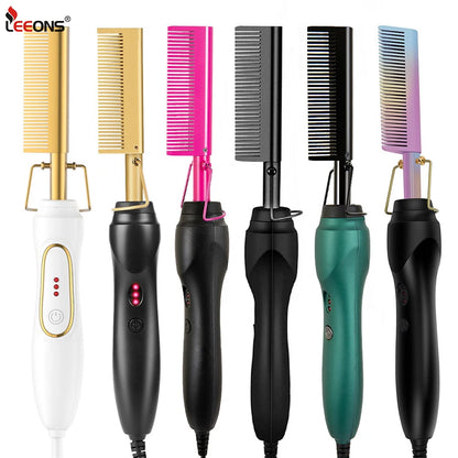 Hot Comb Hair Straightener - Electric Tourmaline Ceramic Flat Iron Comb for Wet & Dry Hair - ZOOMNSTORE