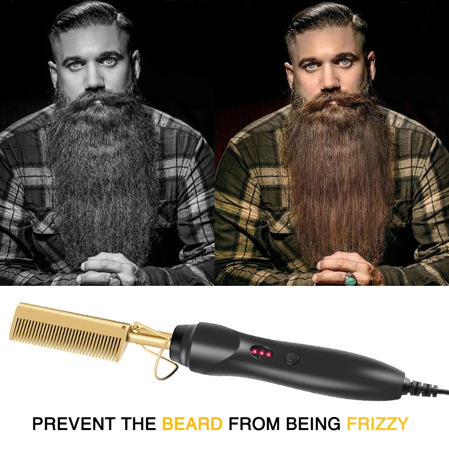 Hot Comb Hair Straightener - Electric Tourmaline Ceramic Flat Iron Comb for Wet & Dry Hair - ZOOMNSTORE