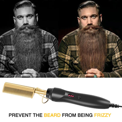 Hot Comb Hair Straightener - Electric Tourmaline Ceramic Flat Iron Comb for Wet & Dry Hair - ZOOMNSTORE