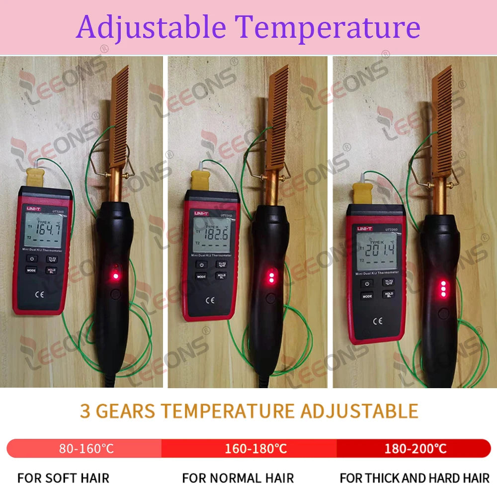 Hot Comb Hair Straightener - Electric Tourmaline Ceramic Flat Iron Comb for Wet & Dry Hair - ZOOMNSTORE