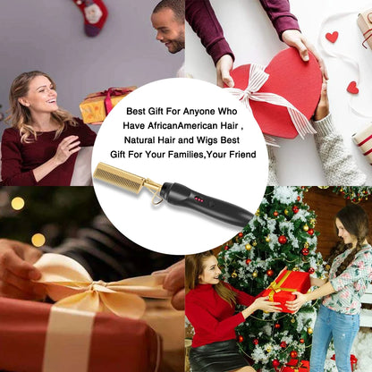 Hot Comb Hair Straightener - Electric Tourmaline Ceramic Flat Iron Comb for Wet & Dry Hair - ZOOMNSTORE