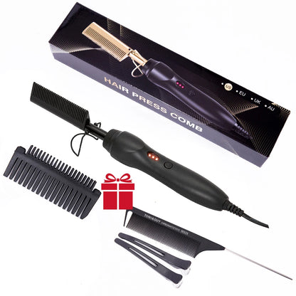 Hot Comb Hair Straightener - Electric Tourmaline Ceramic Flat Iron Comb for Wet & Dry Hair - ZOOMNSTORE