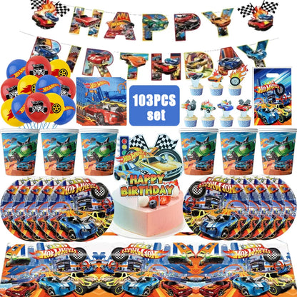 Hot Wheels Birthday Party Set - Racing Car Tableware Decor  Supplies - ZOOMNSTORE