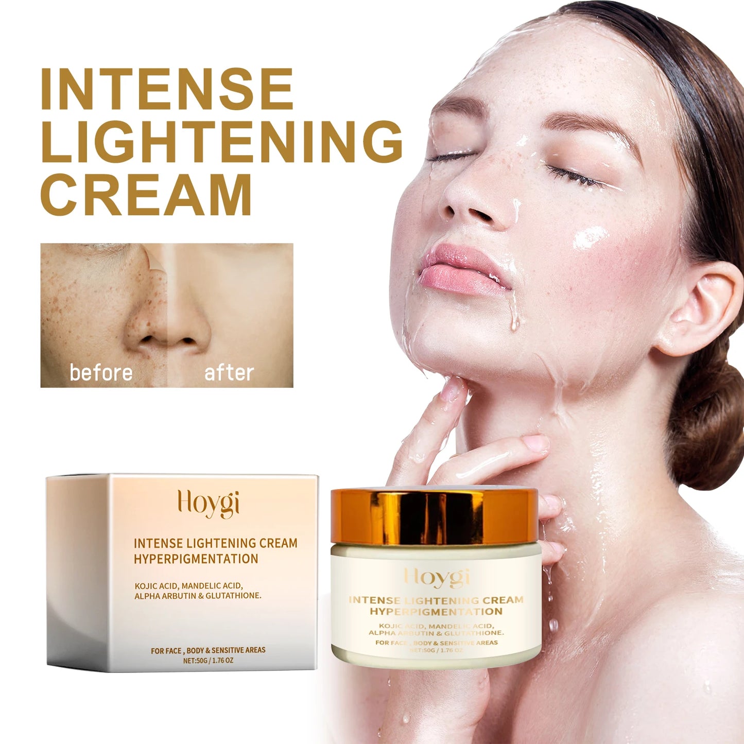 Hoygi Intense Lightening Cream - Hydrating Firming Radiance for Face Body  Sensitive Areas - ZOOMNSTORE