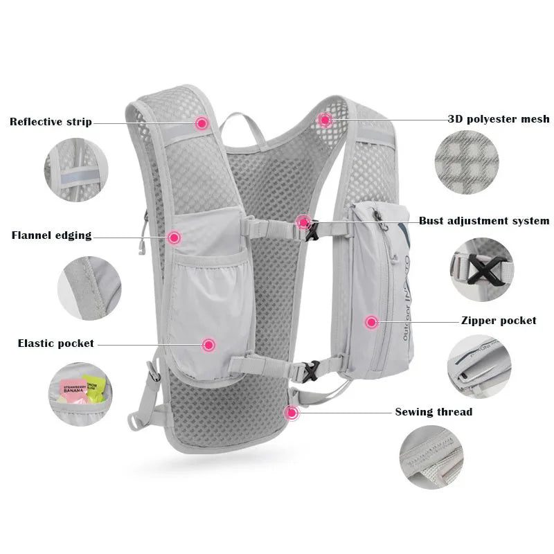 Hydration Vest Backpack 5L Ultra-Light Waterproof Running Cycling Bag - ZOOMNSTORE