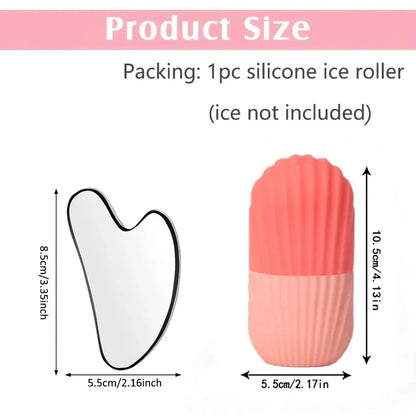 Ice Face Roller - Stainless Steel Gua Sha Board & Face Massage Roller Set for Skin Care - ZOOMNSTORE