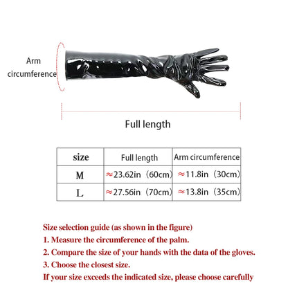 New Halloween Imitation Leather Shiny Long Glove Punk Hip Pop Mittens Nightclub Dance Cosplay Sexy Black Gloves Costumes - ZOOMNSTORE