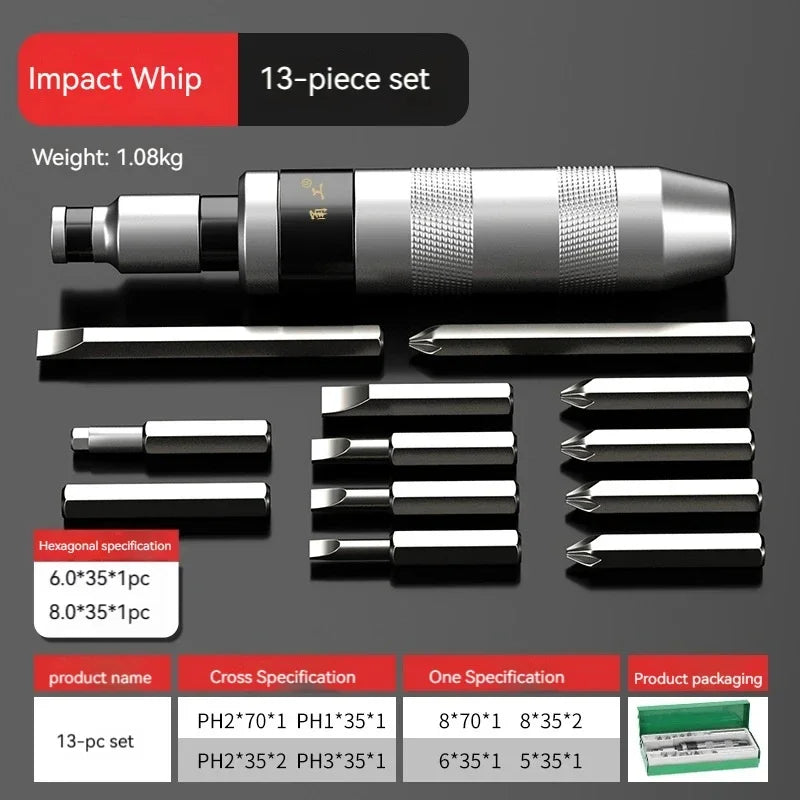 Impact Screwdriver Set - 713 PCS Reversible Manual Driver for Rusted Fasteners and Frozen Bolts - ZOOMNSTORE