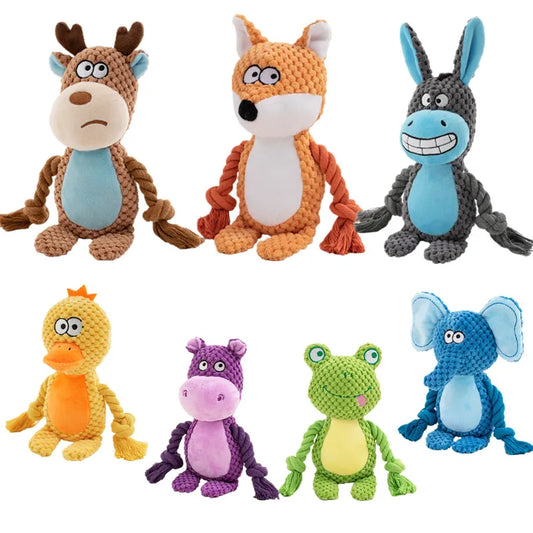 Indestructible Plush Dog Chew Toy - Squeaky Rattle for Puppies - ZOOMNSTORE