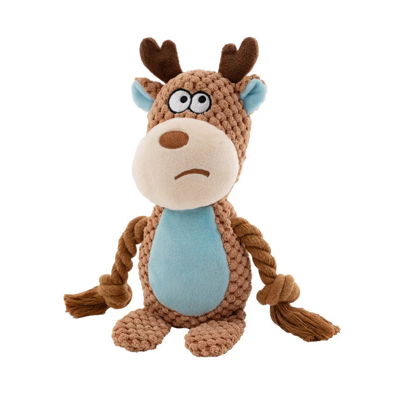 Indestructible Plush Dog Chew Toy - Squeaky Rattle for Puppies - ZOOMNSTORE
