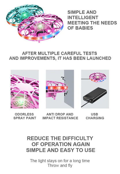 Mini Induction Drone - Colorful Flying Helicopter UFO Ball Toy for Kids - ZOOMNSTORE