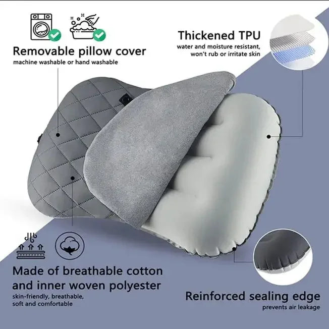Inflatable Camping Pillow – Ultralight Travel Pillow with Neck and Lumbar Support - ZOOMNSTORE