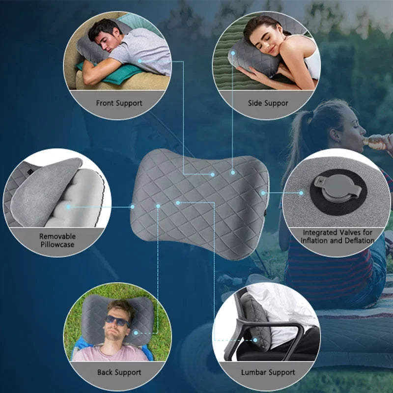 Inflatable Camping Pillow – Ultralight Travel Pillow with Neck and Lumbar Support - ZOOMNSTORE