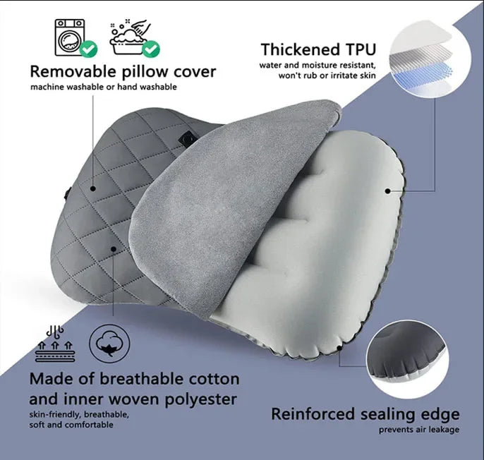 Inflatable Camping Pillow – Ultralight Travel Pillow with Neck and Lumbar Support - ZOOMNSTORE