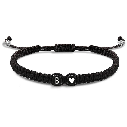 Initial Heart Bracelets - Handmade Adjustable A-Z Friendship Jewelry for Women  Men - ZOOMNSTORE