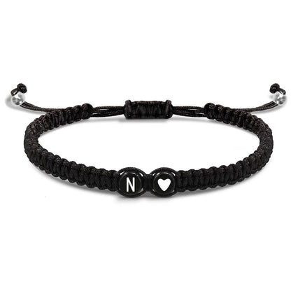 Initial Heart Bracelets - Handmade Adjustable A-Z Friendship Jewelry for Women  Men - ZOOMNSTORE