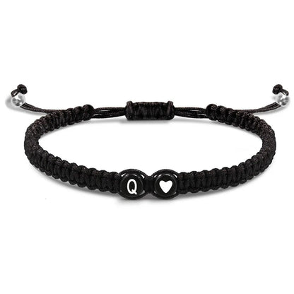 Initial Heart Bracelets - Handmade Adjustable A-Z Friendship Jewelry for Women  Men - ZOOMNSTORE