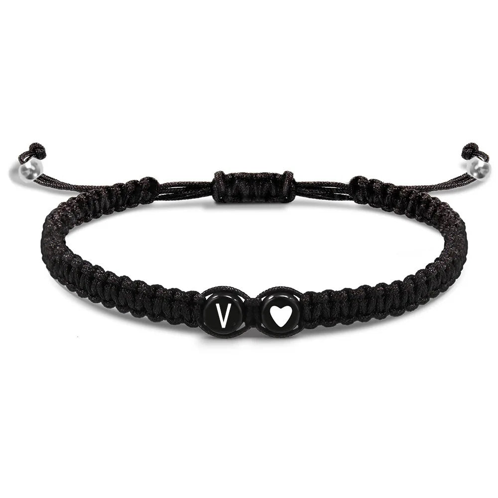 Initial Heart Bracelets - Handmade Adjustable A-Z Friendship Jewelry for Women  Men - ZOOMNSTORE