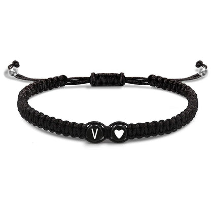 Initial Heart Bracelets - Handmade Adjustable A-Z Friendship Jewelry for Women  Men - ZOOMNSTORE