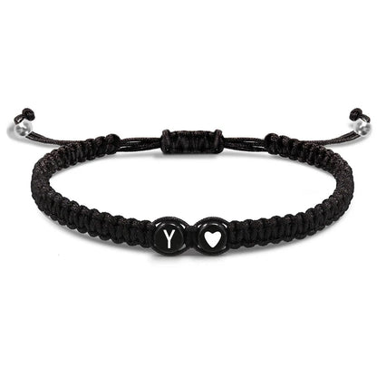 Initial Heart Bracelets - Handmade Adjustable A-Z Friendship Jewelry for Women  Men - ZOOMNSTORE