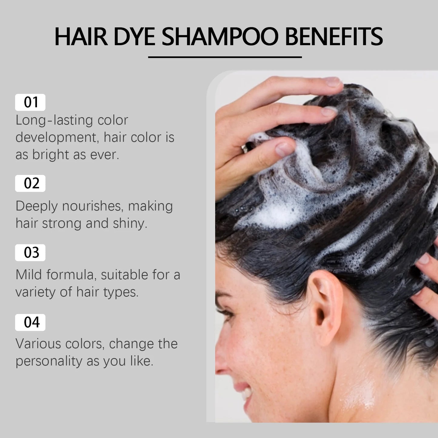 Instant Dye Shampoo - Natural Black Hair Color for Gray Repair Non-Irritating for Men  Women - ZOOMNSTORE