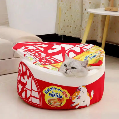 Pet Dog Cat House Kennel Super Large Instant Noodle Warm Dog Cat Nest Beds Cushion Udon Cup Noodle Pet Bed Cozy Nest - ZOOMNSTORE