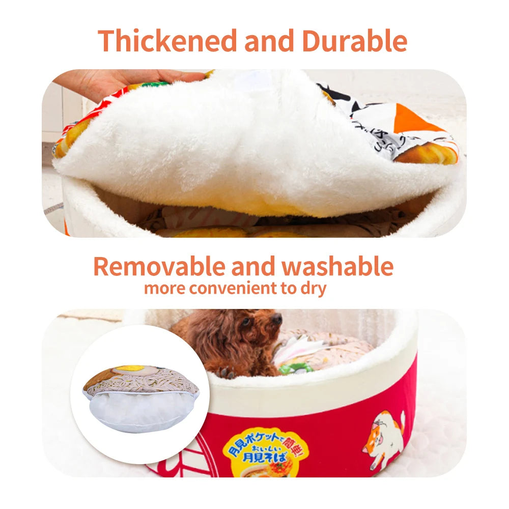 Pet Dog Cat House Kennel Super Large Instant Noodle Warm Dog Cat Nest Beds Cushion Udon Cup Noodle Pet Bed Cozy Nest - ZOOMNSTORE