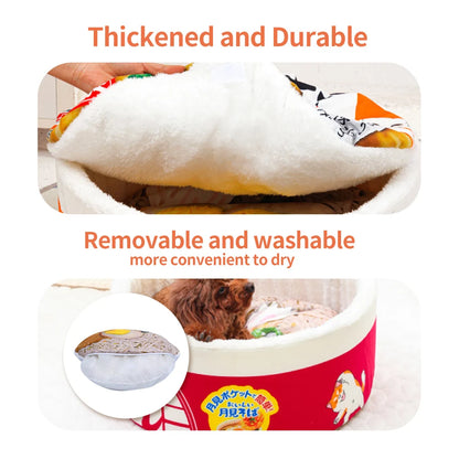 Pet Dog Cat House Kennel Super Large Instant Noodle Warm Dog Cat Nest Beds Cushion Udon Cup Noodle Pet Bed Cozy Nest - ZOOMNSTORE