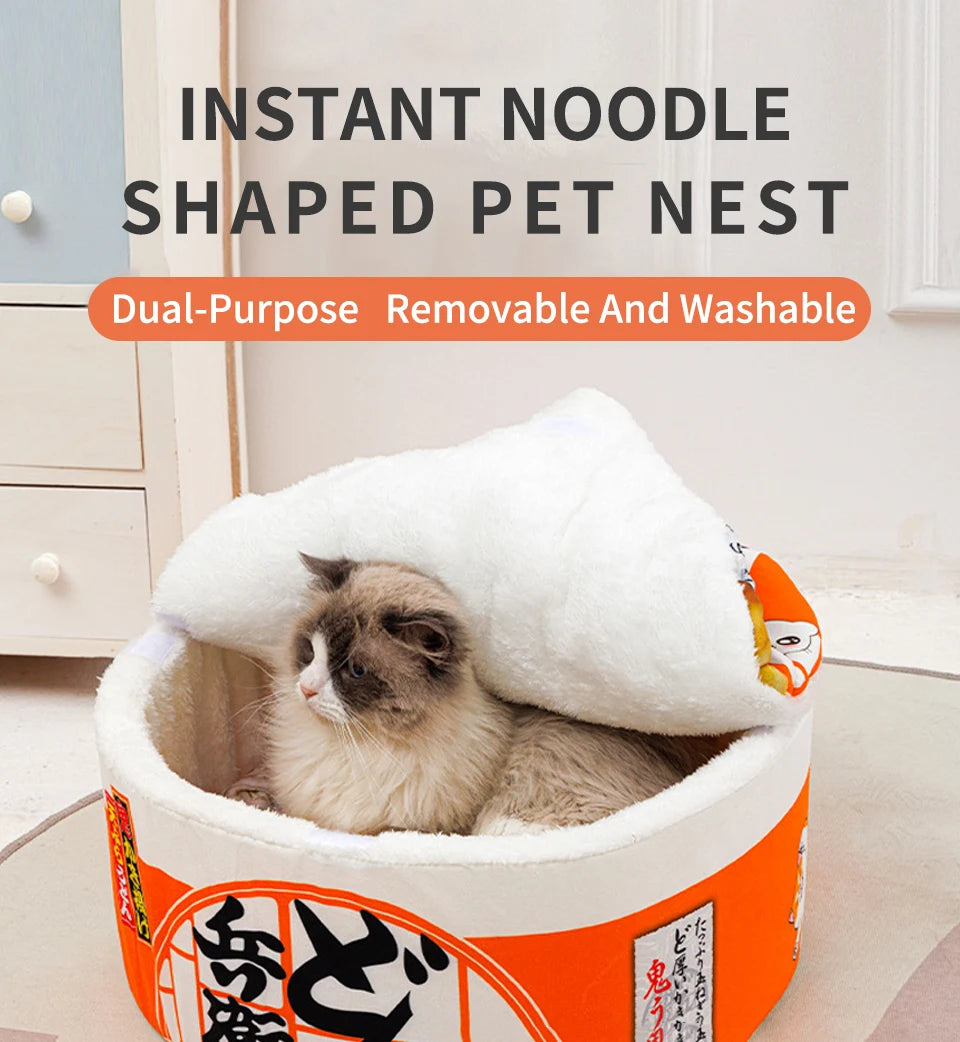Pet Dog Cat House Kennel Super Large Instant Noodle Warm Dog Cat Nest Beds Cushion Udon Cup Noodle Pet Bed Cozy Nest - ZOOMNSTORE