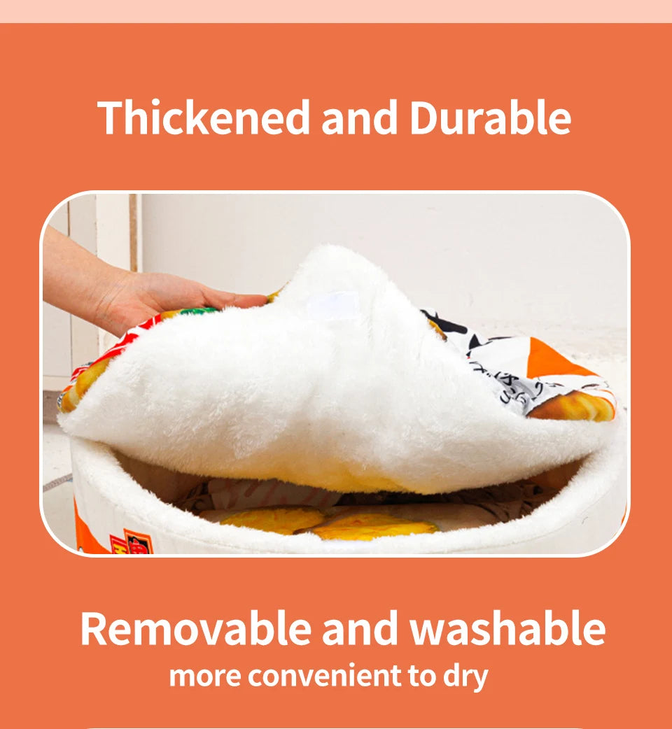 Pet Dog Cat House Kennel Super Large Instant Noodle Warm Dog Cat Nest Beds Cushion Udon Cup Noodle Pet Bed Cozy Nest - ZOOMNSTORE