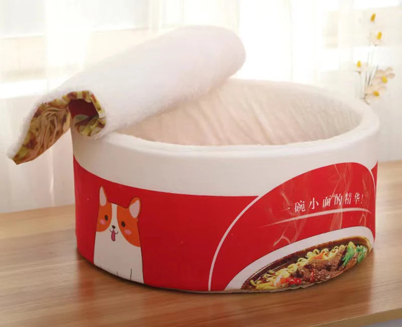 Pet Dog Cat House Kennel Super Large Instant Noodle Warm Dog Cat Nest Beds Cushion Udon Cup Noodle Pet Bed Cozy Nest - ZOOMNSTORE