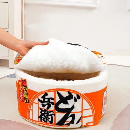 Pet Dog Cat House Kennel Super Large Instant Noodle Warm Dog Cat Nest Beds Cushion Udon Cup Noodle Pet Bed Cozy Nest - ZOOMNSTORE