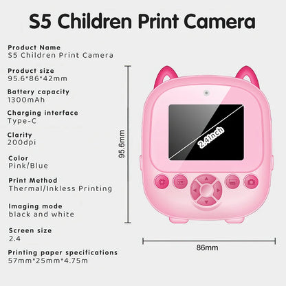 Instant Print Camera - Mini Portable Photo Printer With Cute Cartoon Design - ZOOMNSTORE