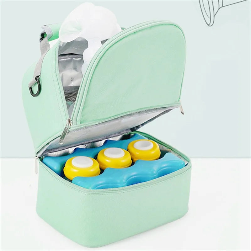 Fashion Insulation Double Layer Pack Solid Color Large Capacity Mommy Bag Travel Picnic Portable Food Handbag Baby Bags - ZOOMNSTORE