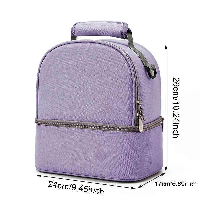 Fashion Insulation Double Layer Pack Solid Color Large Capacity Mommy Bag Travel Picnic Portable Food Handbag Baby Bags - ZOOMNSTORE